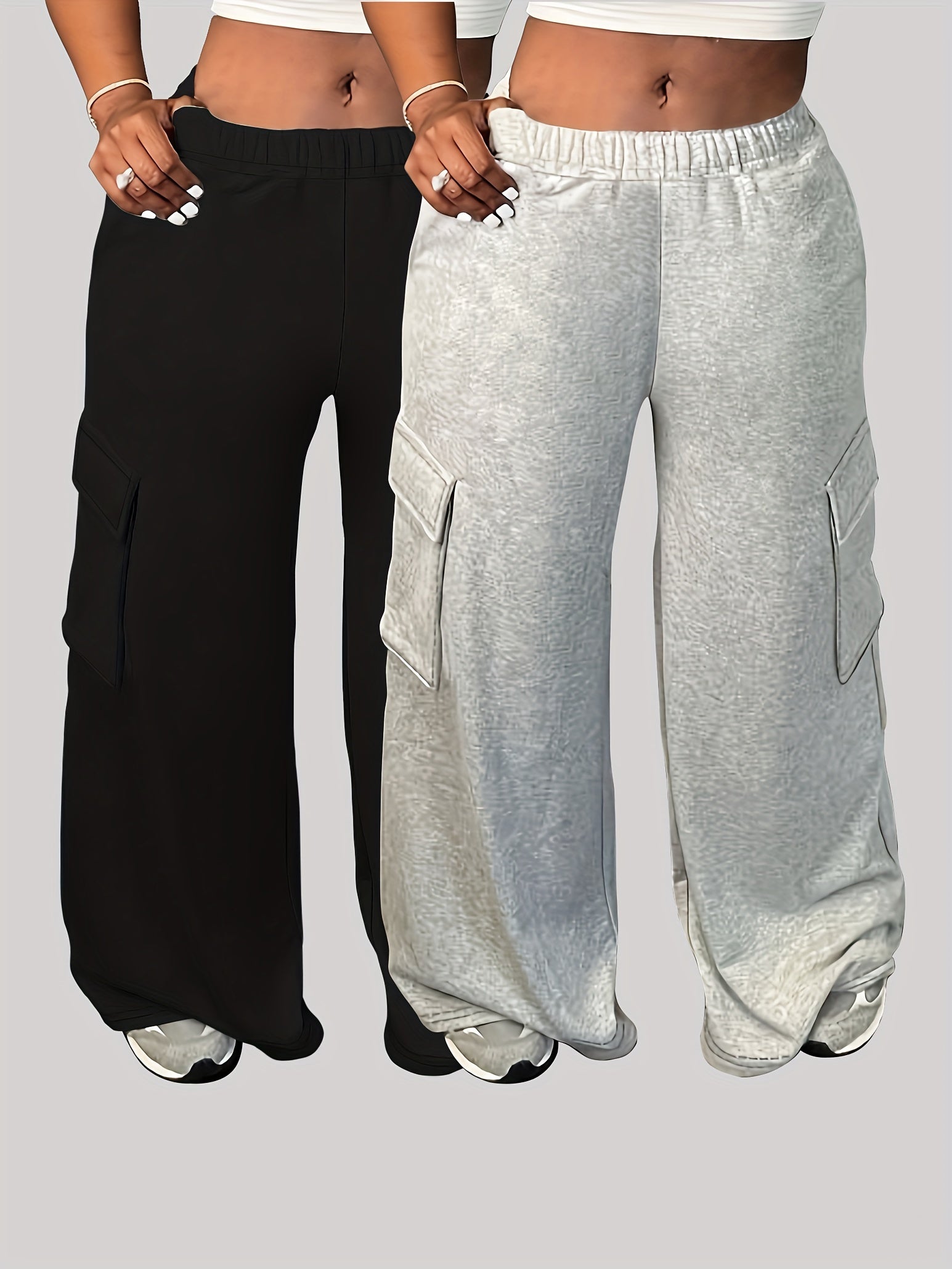 Men's Work Pants Two-Piece Set With Side Tool Pockets Gray Black