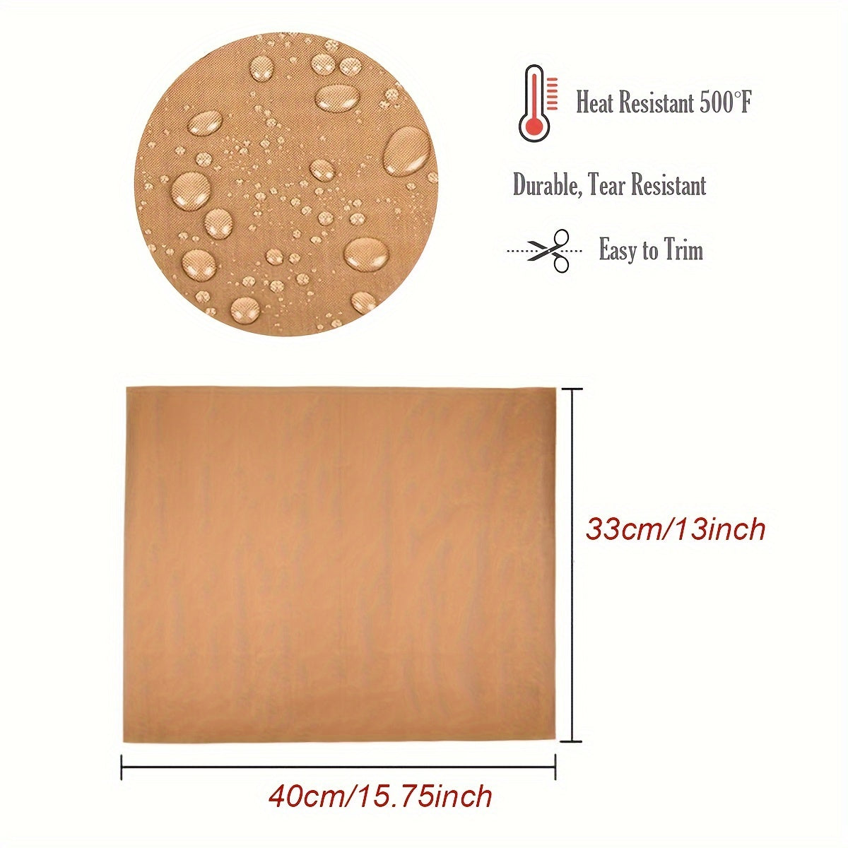 1/3 dona Katta 13"x15.75" Isitishga chidamli PTFE Listi pishirish va hunarmandchilik uchun, yopishmaydigan, qayta ishlatiladigan va yuviladigan.