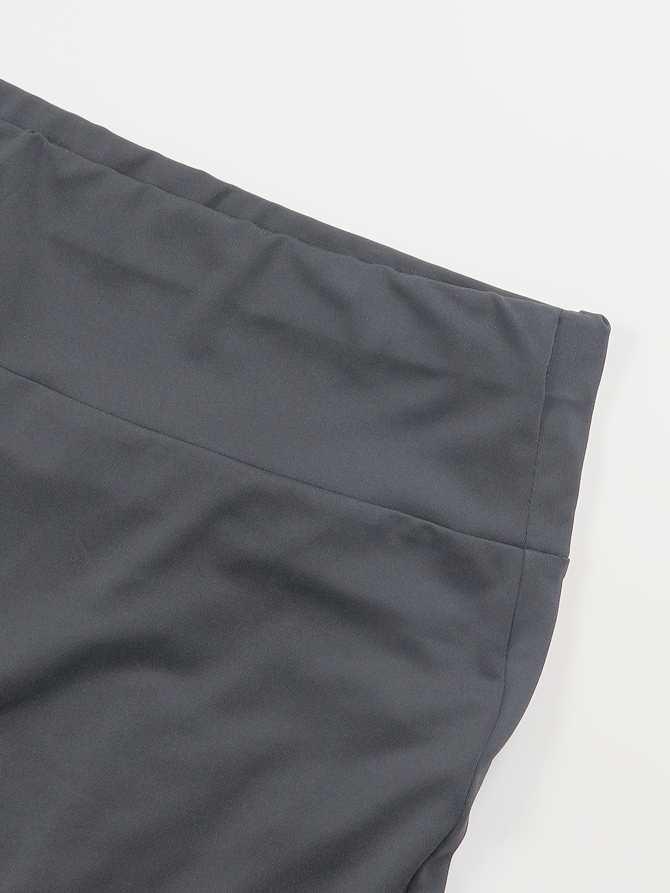 Leggings casual de talla grande para mujer, de color sólido, de poliéster elástico con elastano