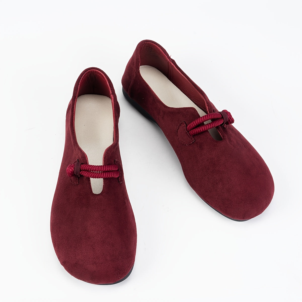 Women's Soft Sole Brown Flats, Slip-On Casual Shoes, Non-Slip Rubber