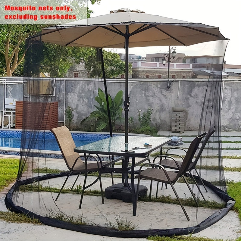 3.05m Waterproof Polyester Patio Umbrella Mosquito Net with Double Zippered Door