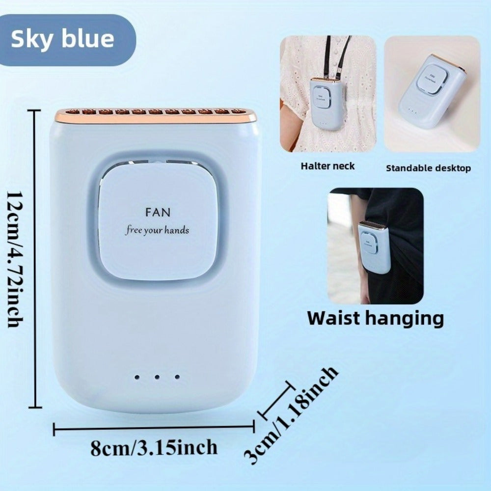 Мини-вентилятор с перезаряжаемым USB, с регулируемой скоростью, дизайн для ношения на шее, аккумулятор 2000 мАч