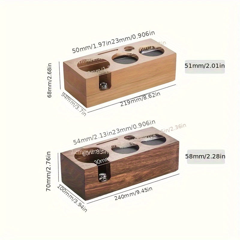 Wood Coffee Tamper Holder | Wooden Stand for 51/53/58mm Tamper, Anti-Slip