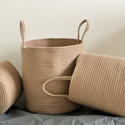 Large Capacity Rustic Cotton Rope Woven Laundry Basket with Handles