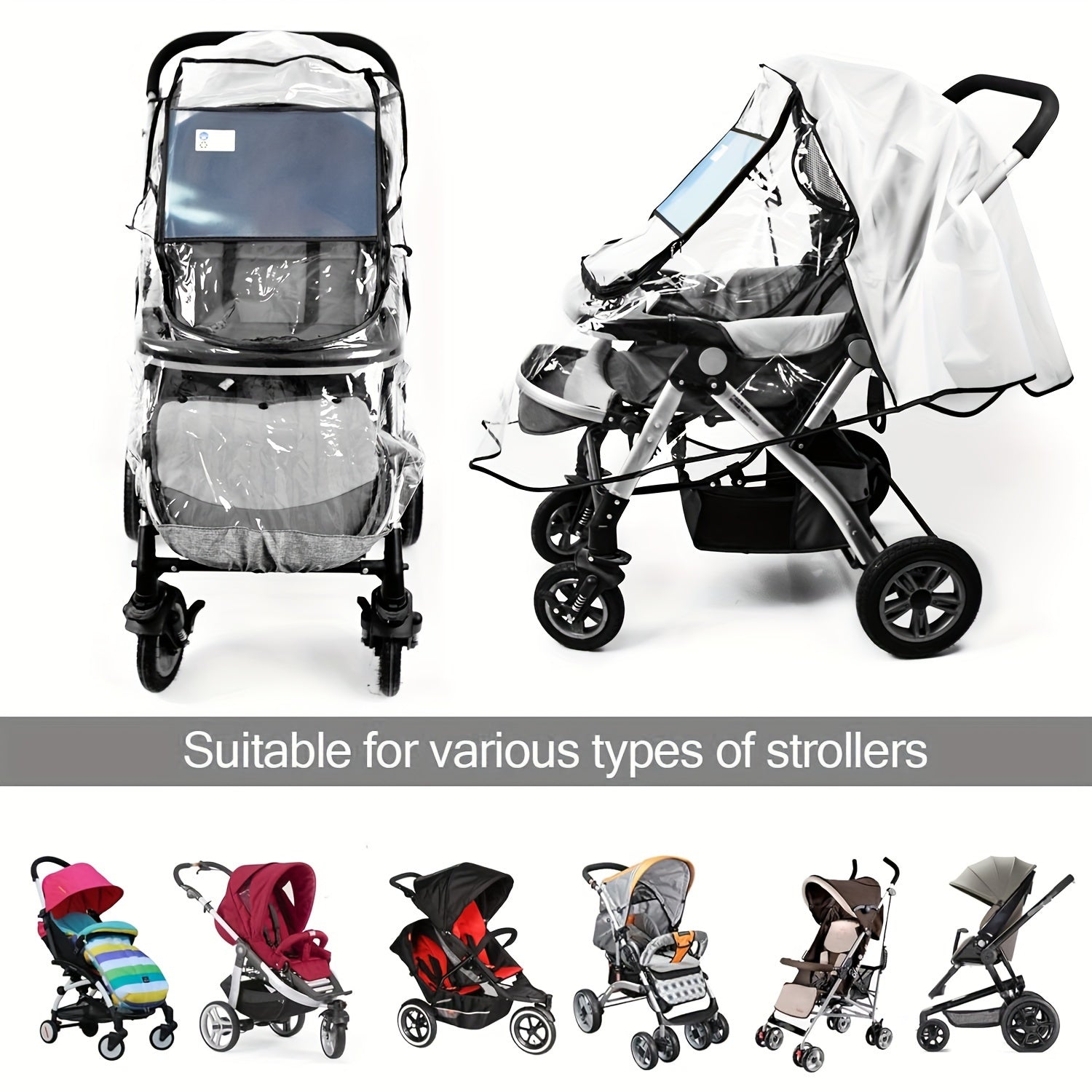 Stroller Rain Cover Waterproof EVA Material for Travel and Outdoor Use