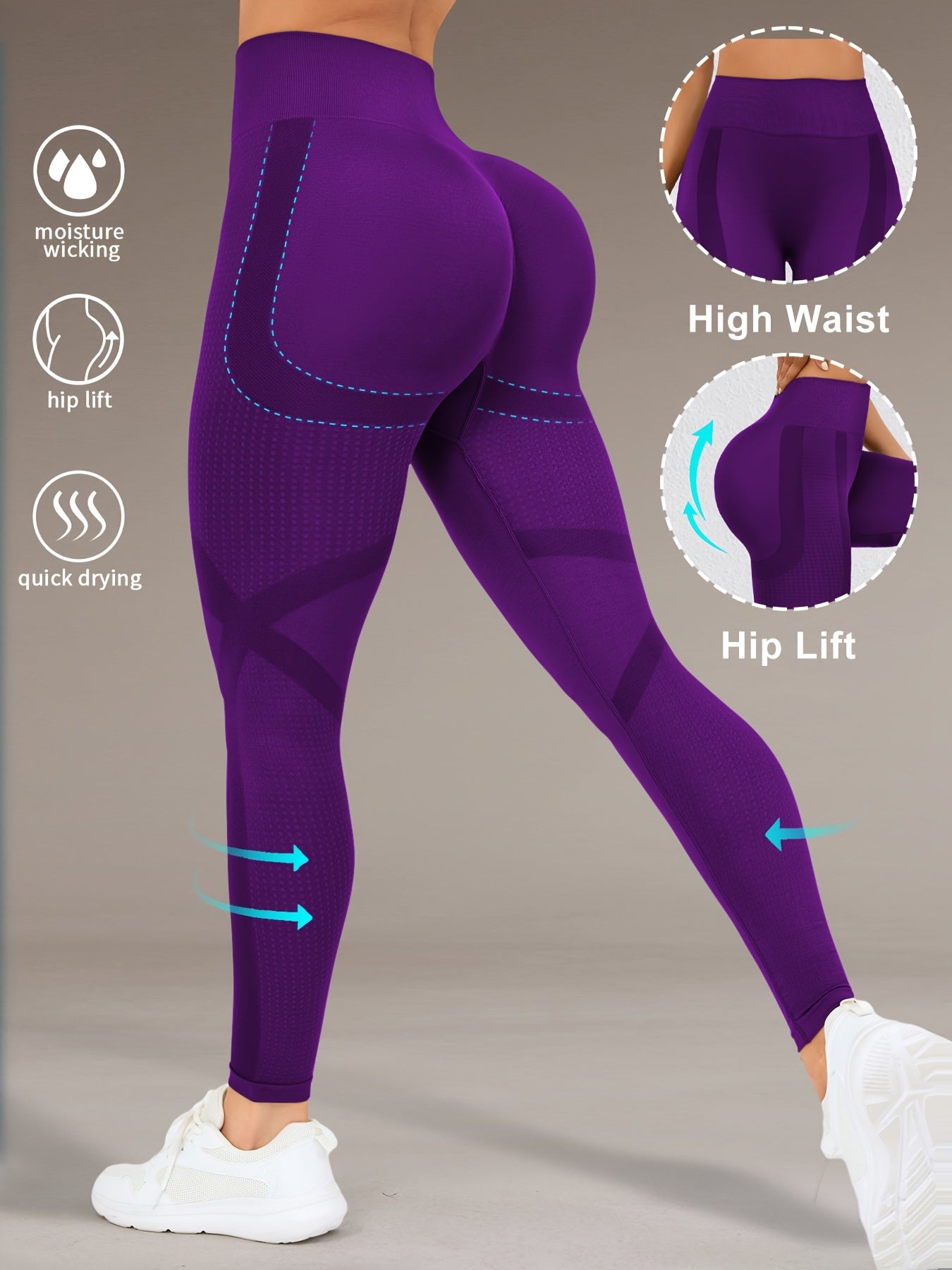 Women's High Waist Yoga Pants with Moisture-Wicking Fabric and Hip Lift Design for Running Gym Yoga