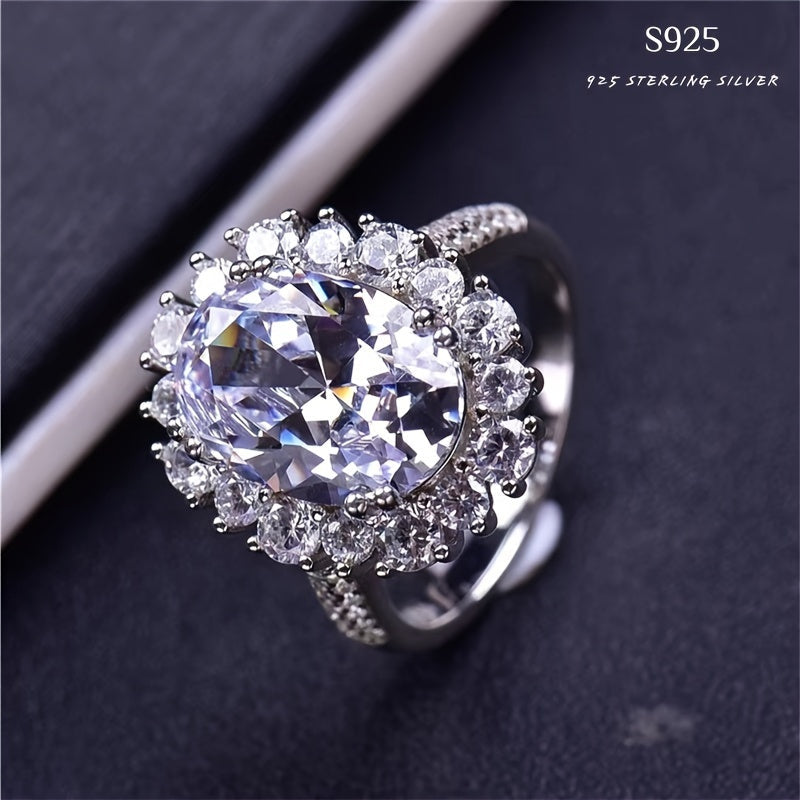 Oval Cut Moissanite Halo Ring 4.5CT Sterling Silver Birthstone for Women