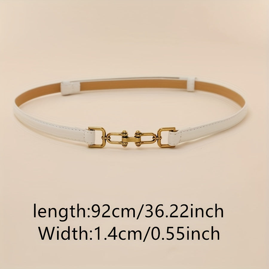 Women's PU Leather Waist Belt Vintage Double Buckle Solid Color Accessories