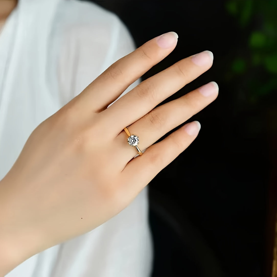 Moissanite Sterling Silver Wedding Ring for Women with Gift Box