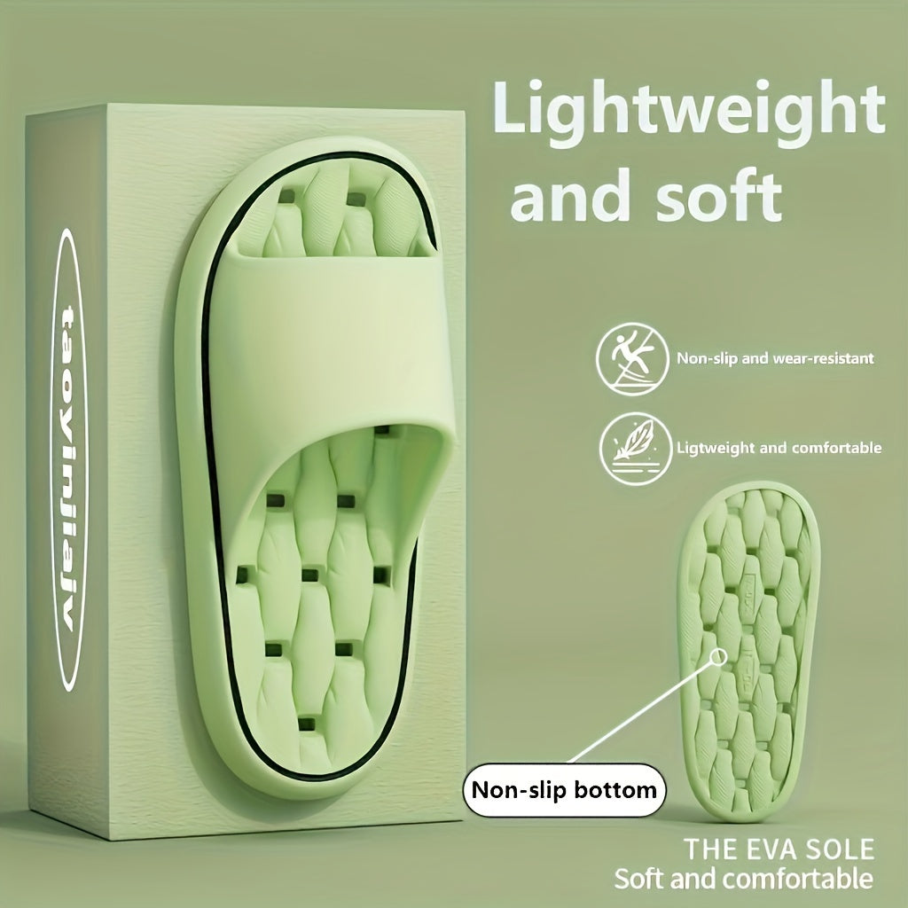 Ayollar uchun engil EVA oyoq kiyimlari, yumshoq, sirpanmaydigan taglik, tez quriydigan va qo'lda yuvish mumkin, uy va hammomda foydalanish uchun. Har mavsum uchun mos.