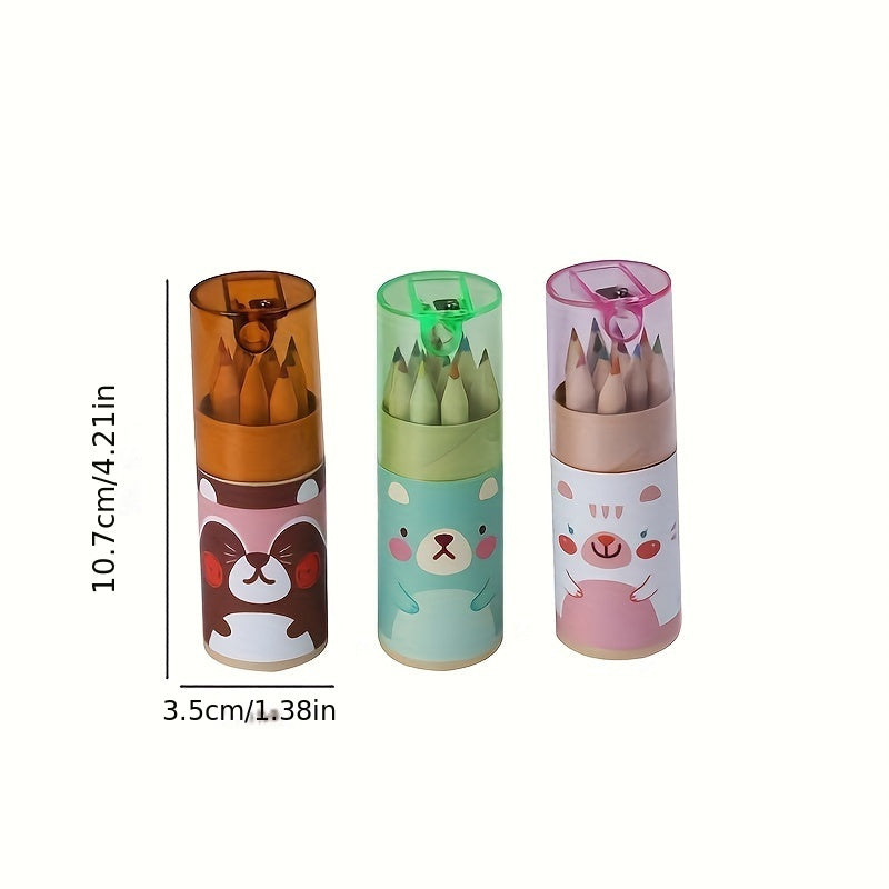 12-Donali rangli qalam to'plami va qalam so'rash uchun qalam pichoq bilan maktabga qaytish va Kawaii ofis uchun