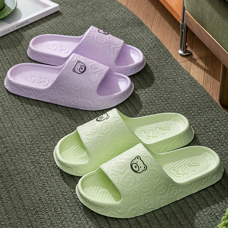Unisex Cartoon Bear Slippers Soft EVA Non-Slip Bedroom Slides