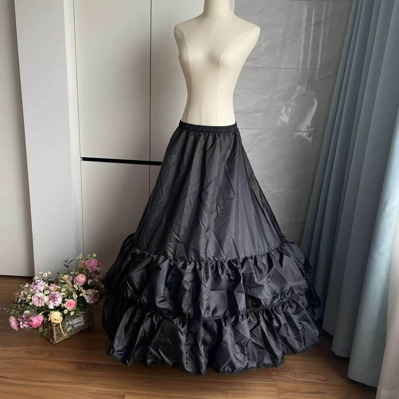 Girls Wedding Dress Crinoline Petticoat with Adjustable Size and 2 Hoop Layers