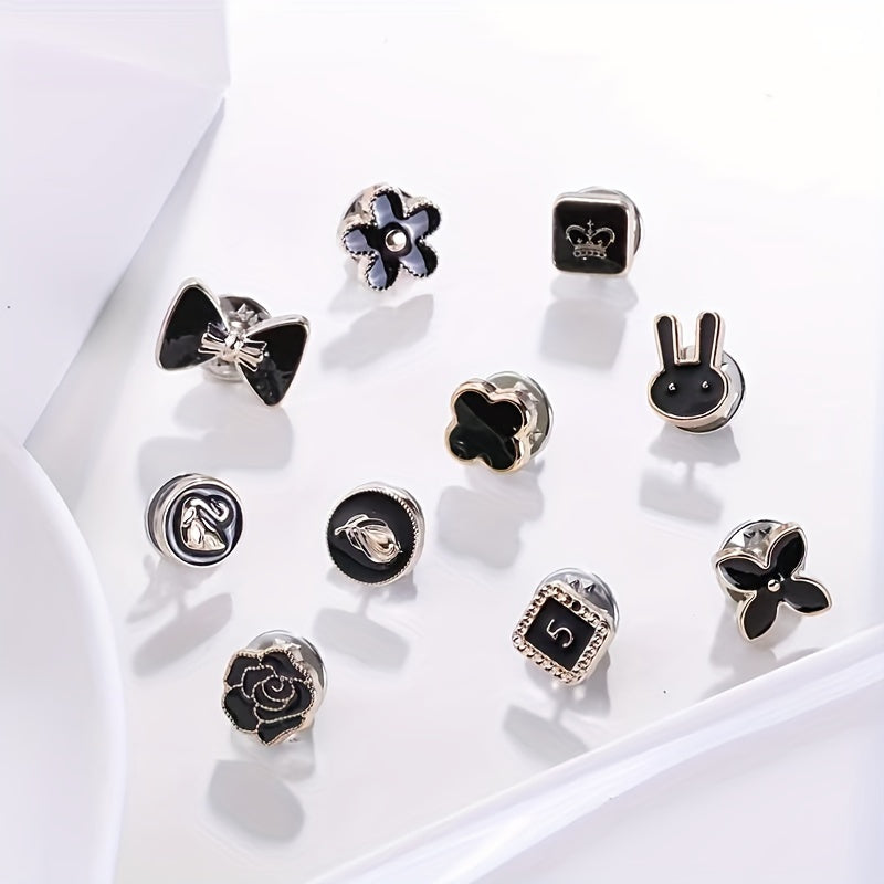 Set of 40 Elegant Reusable Brooches with Detachable Hidden Clasp and Decorative Buckle