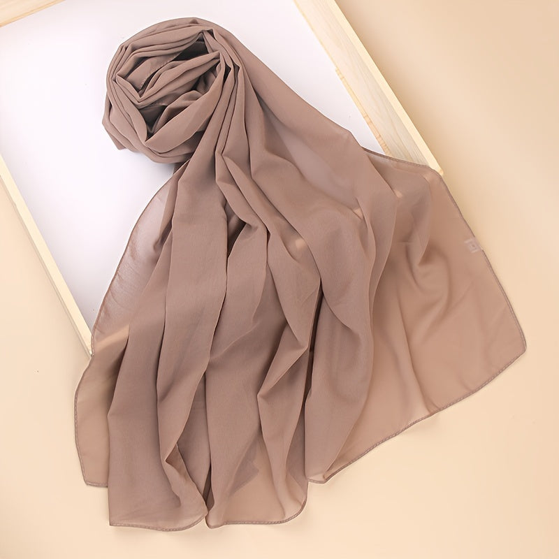Ayollar uchun toza rangli chiffon hijab sharf, yumshoq, engil va ko‘p maqsadli bosh yopishqoq