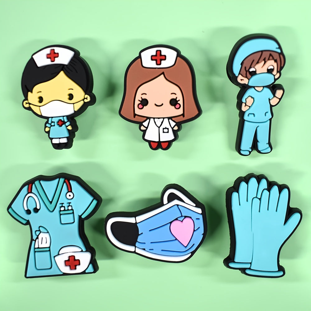 22/45 Pcs Soft PVC Cartoon Medical Shoe Charms Nurse Mask Shoe Accessories