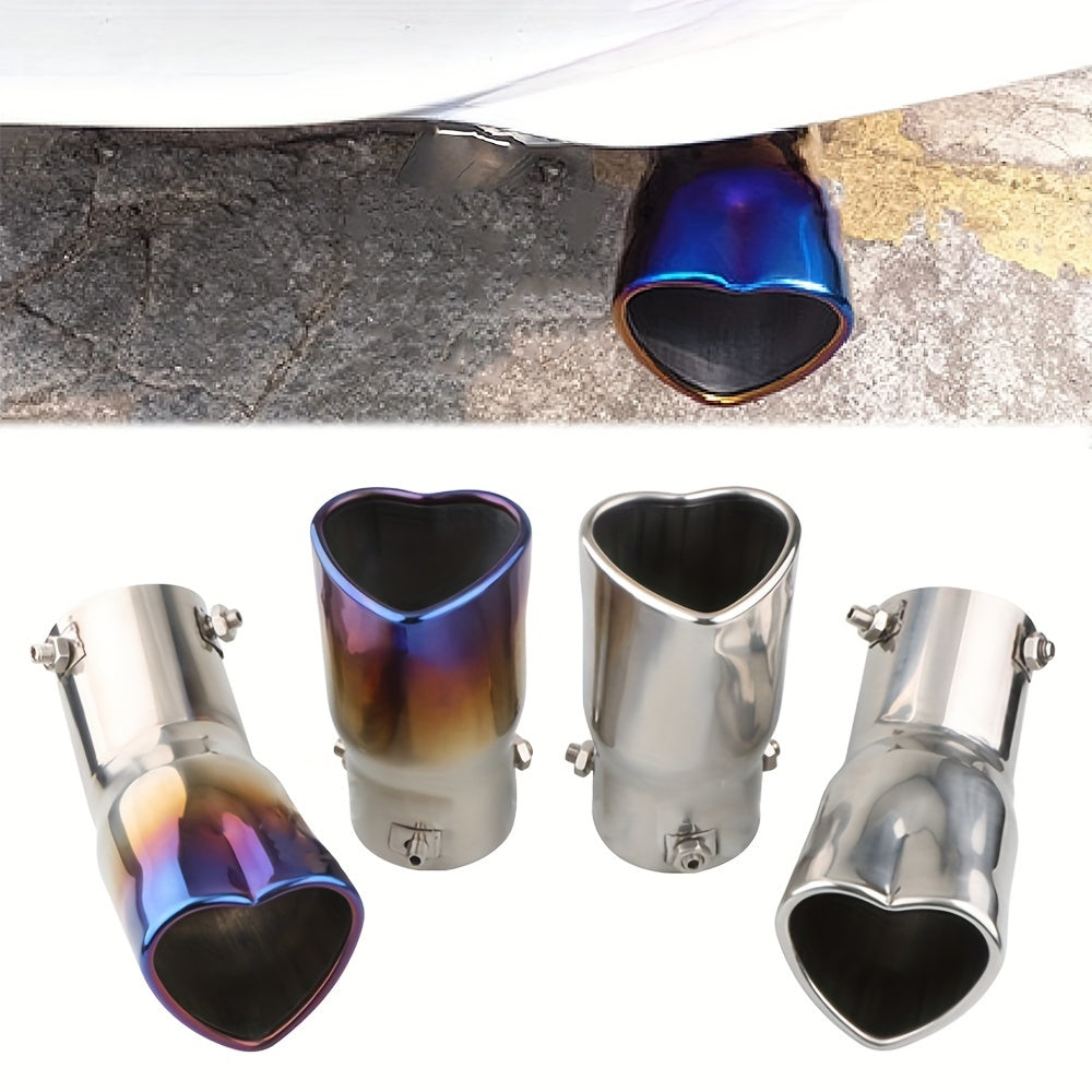 Unisex Stainless Steel Heart Shape Car Exhaust Tips 2.5 Inch Silver Color
