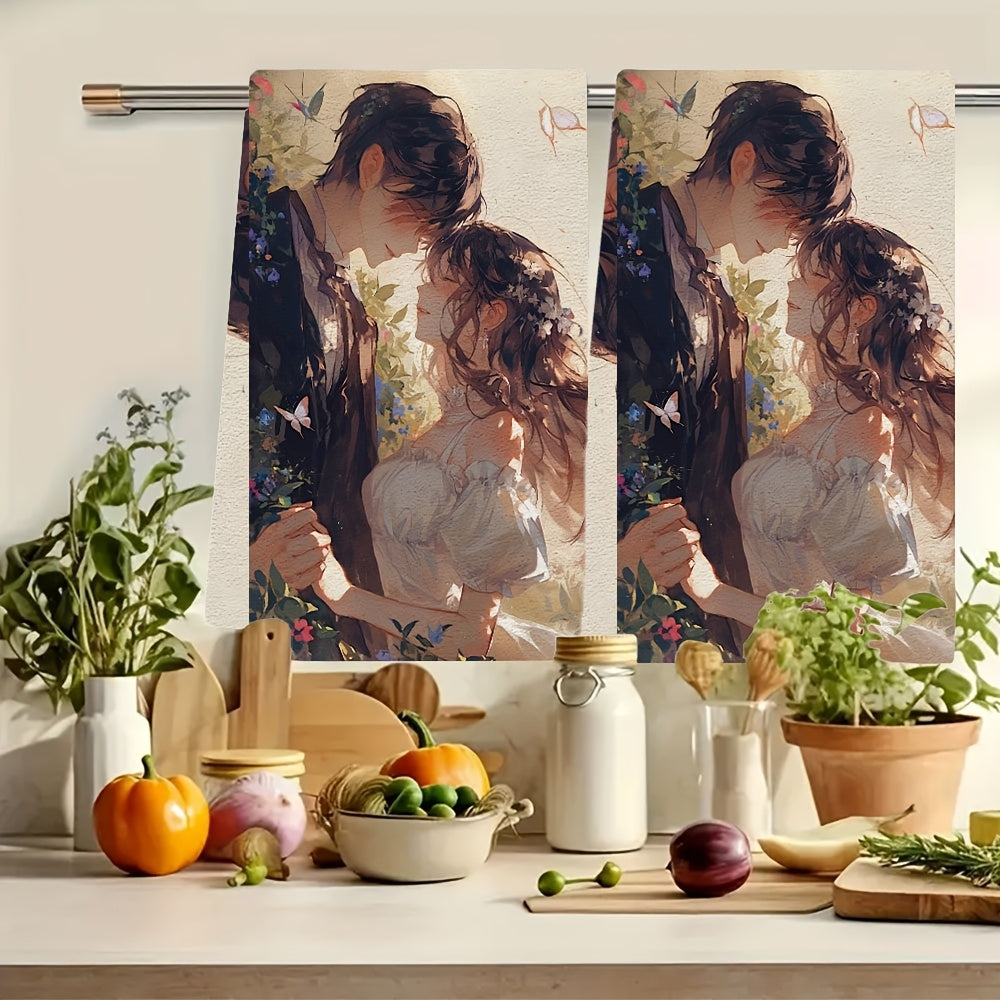 Juego de toallas de cocina caprichosas 2 ultra-suaves y absorbentes para platos y decoración