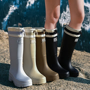 Women PVC Rain Boots All-Season Slip-On Platform Casual Outdoor