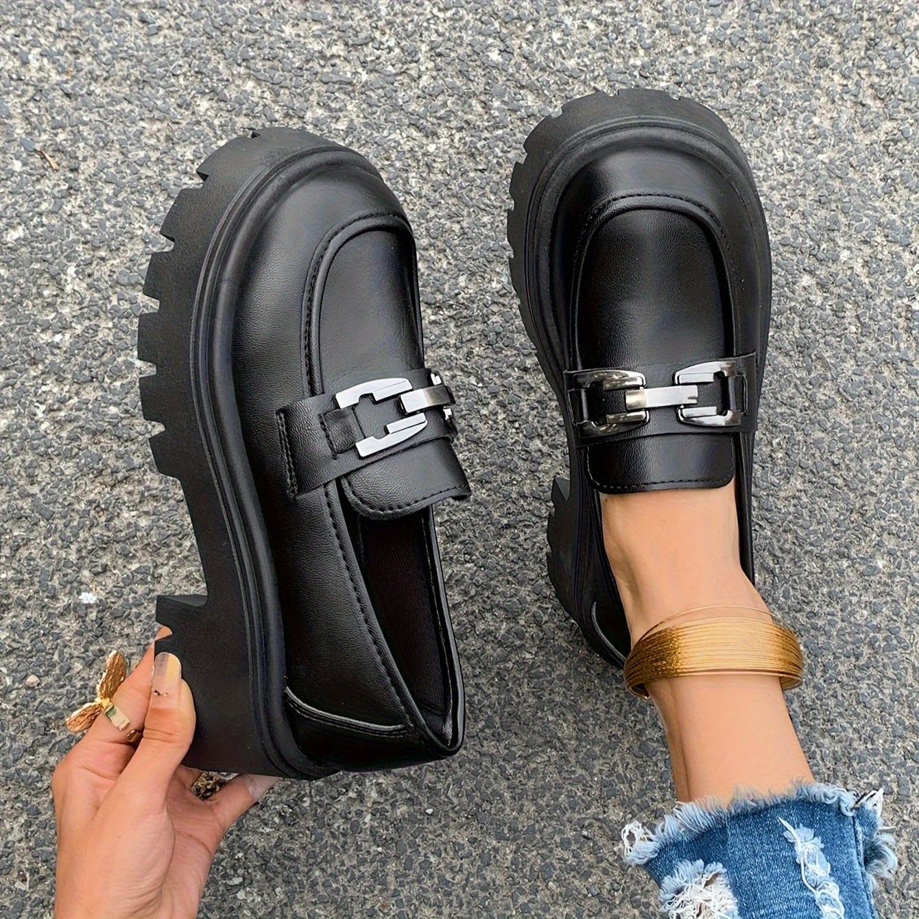 Women's Waterproof Platform Loafers with British-Inspired Design