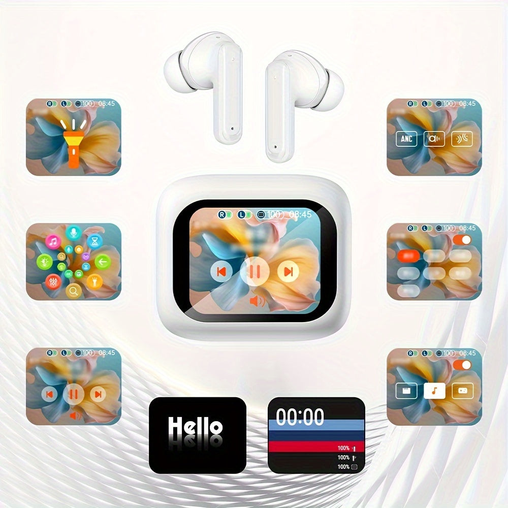 Wireless Smart LCD Touch Screen Headphones for Men and Women with Microphone and High-Quality Sound