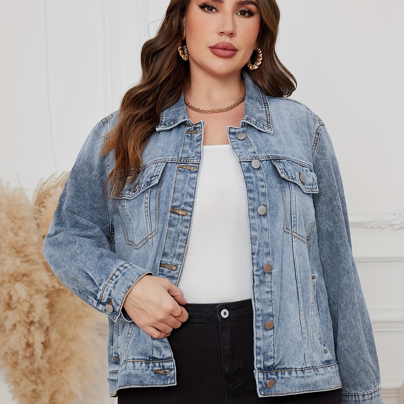 Ayollar uchun denim drop shoulder kurtka, ko‘k, kundalik tashqi kiyim