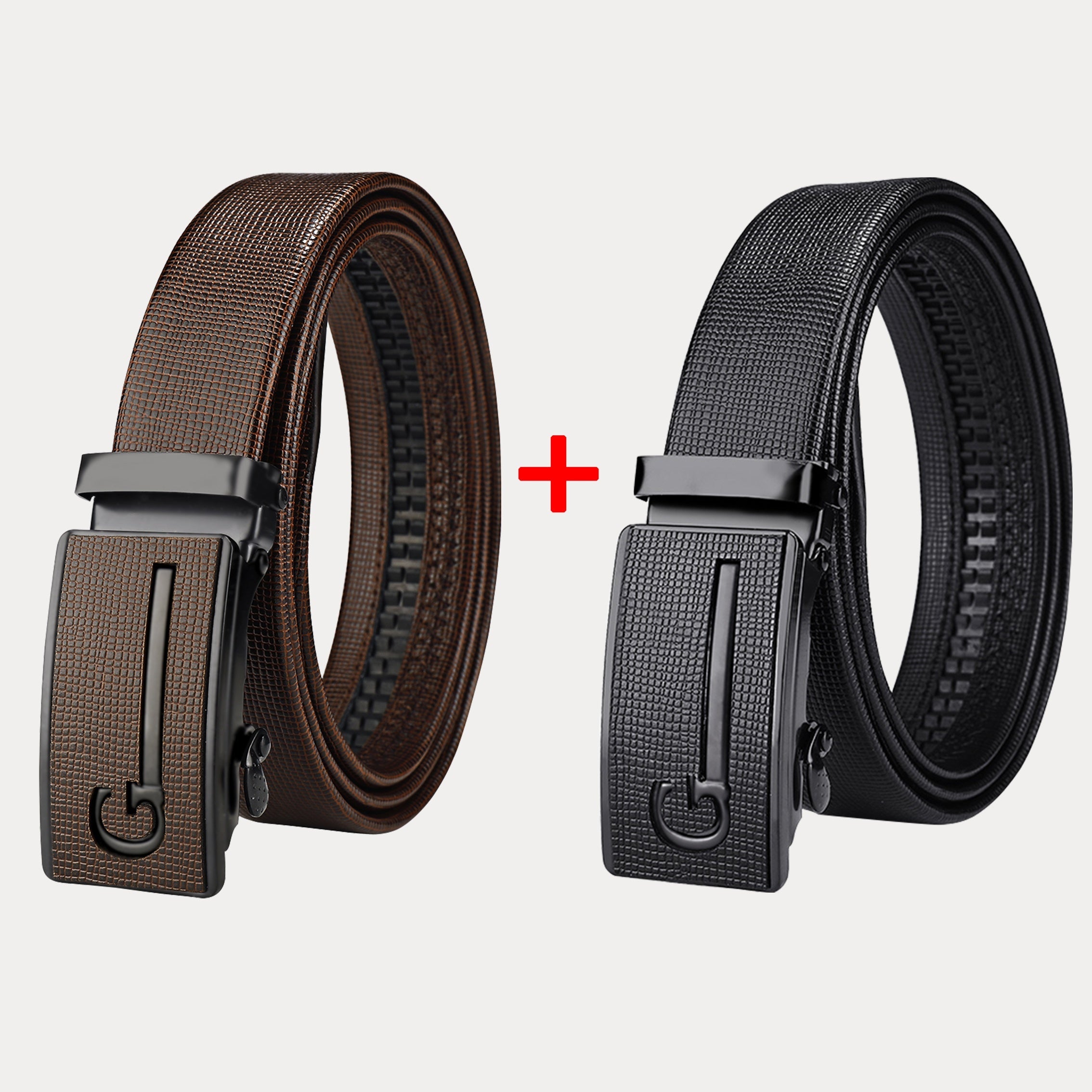 Men's Belts Set of Two Automatic Buckle Korean Style for Business Casual Middle-Aged and Young Men