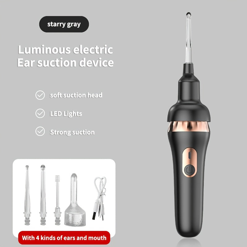 Electric Ear Cleaner with Multiple Suction Heads Rechargeable USB Charging Low Noise for All Ages