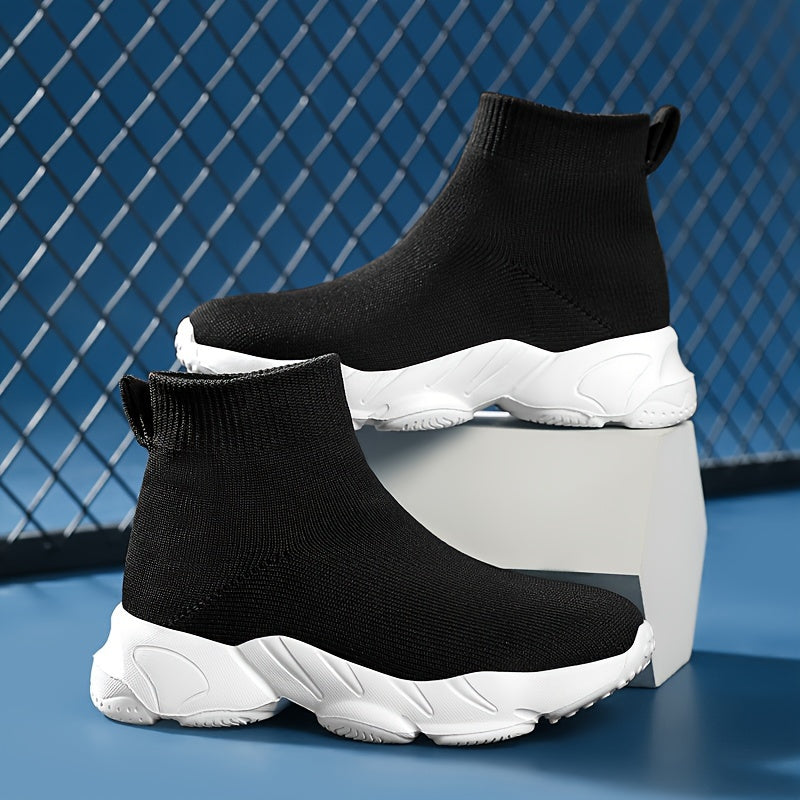 Zapatillas altas de mujer con calcetín, transpirables, de punto, slip-on, para caminar