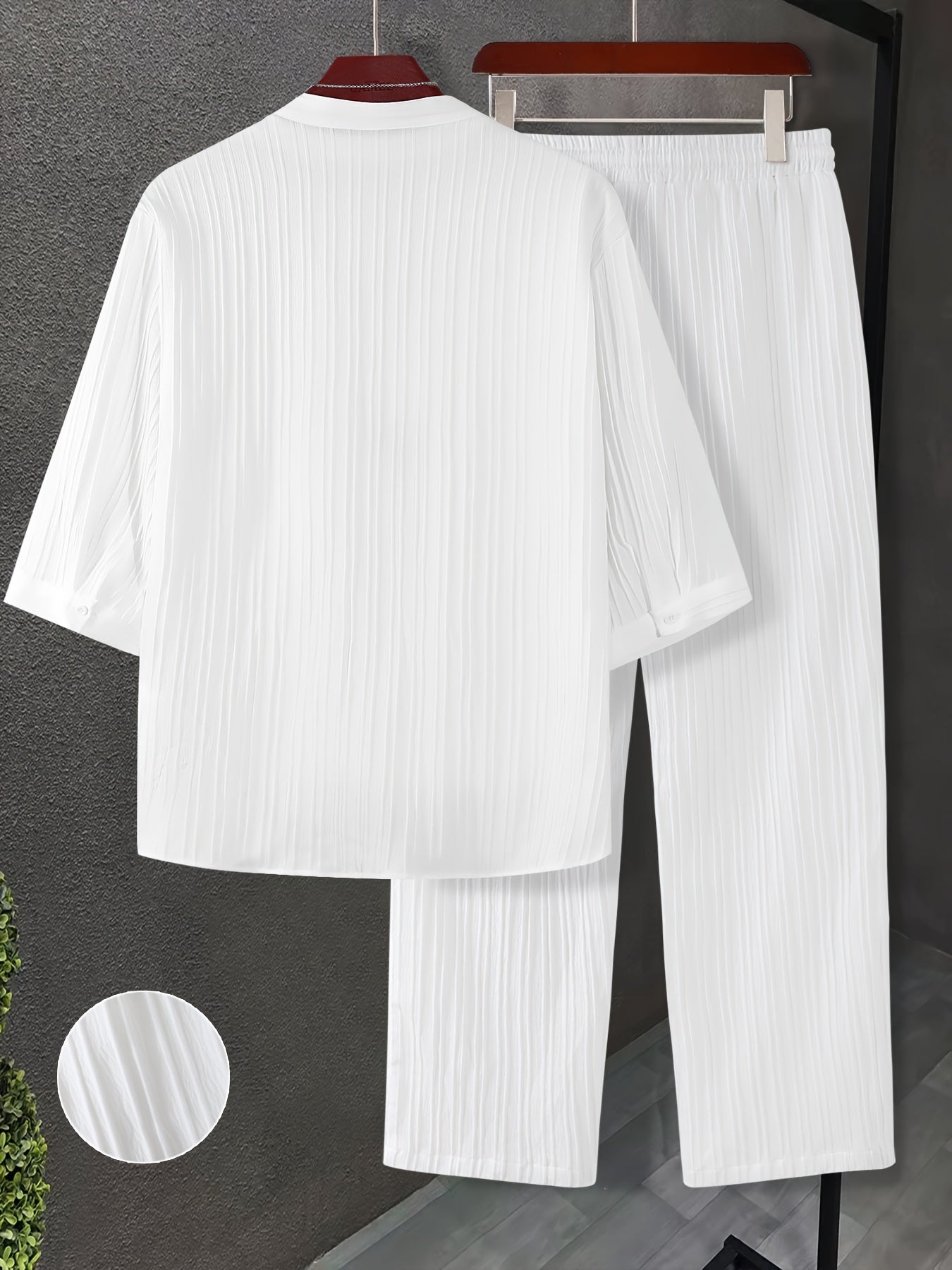 Мужской комплект из 2 предметов: повседневная рубашка и спортивные штаны большого размера, полиэстер