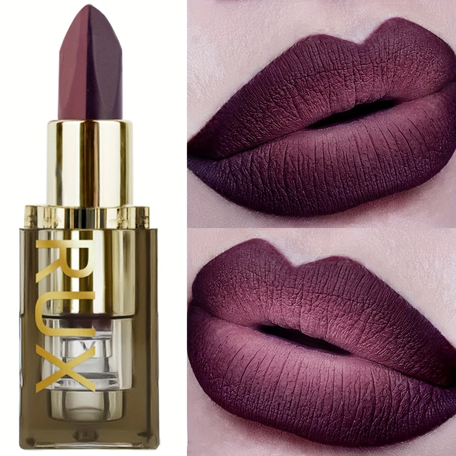 Women Matte Lipstick Waterproof Long-Lasting Burgundy and Gold Shades