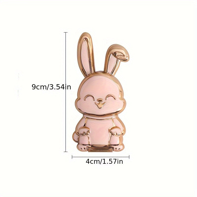 Waterproof Foldable ABS Phone Stand with Adjustable Cartoon Bunny Design for Smartphones and Tablets