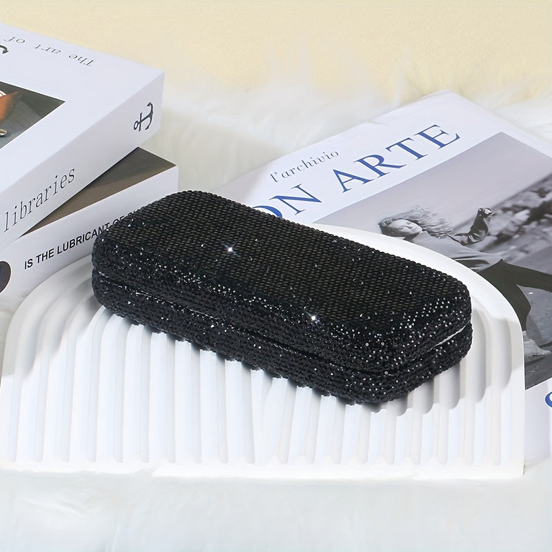 1 dona porloq rhinestone ko'zoynak qutisi, plastik ko'zoynak va o'qish ko'zoynaklari uchun ushlagich, ko'zoynaklar uchun diqqatni tortadigan saqlash tashkilotchisi qutisi