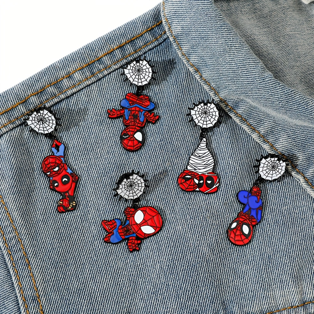 5 ta Marvel Spider-Man emal pinlari alloy broochlar kiyim va sumkalar uchun to'plam