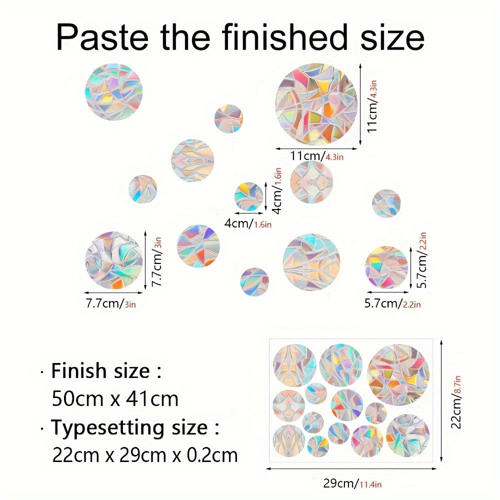Rainbow Sun Catcher Window Film Set of Round Static Cling Decals 16mil Thickness