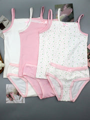 Girls Floral Cotton Panty Sets 3-Pack with Bow Detail All-Season Comfortable Briefs
