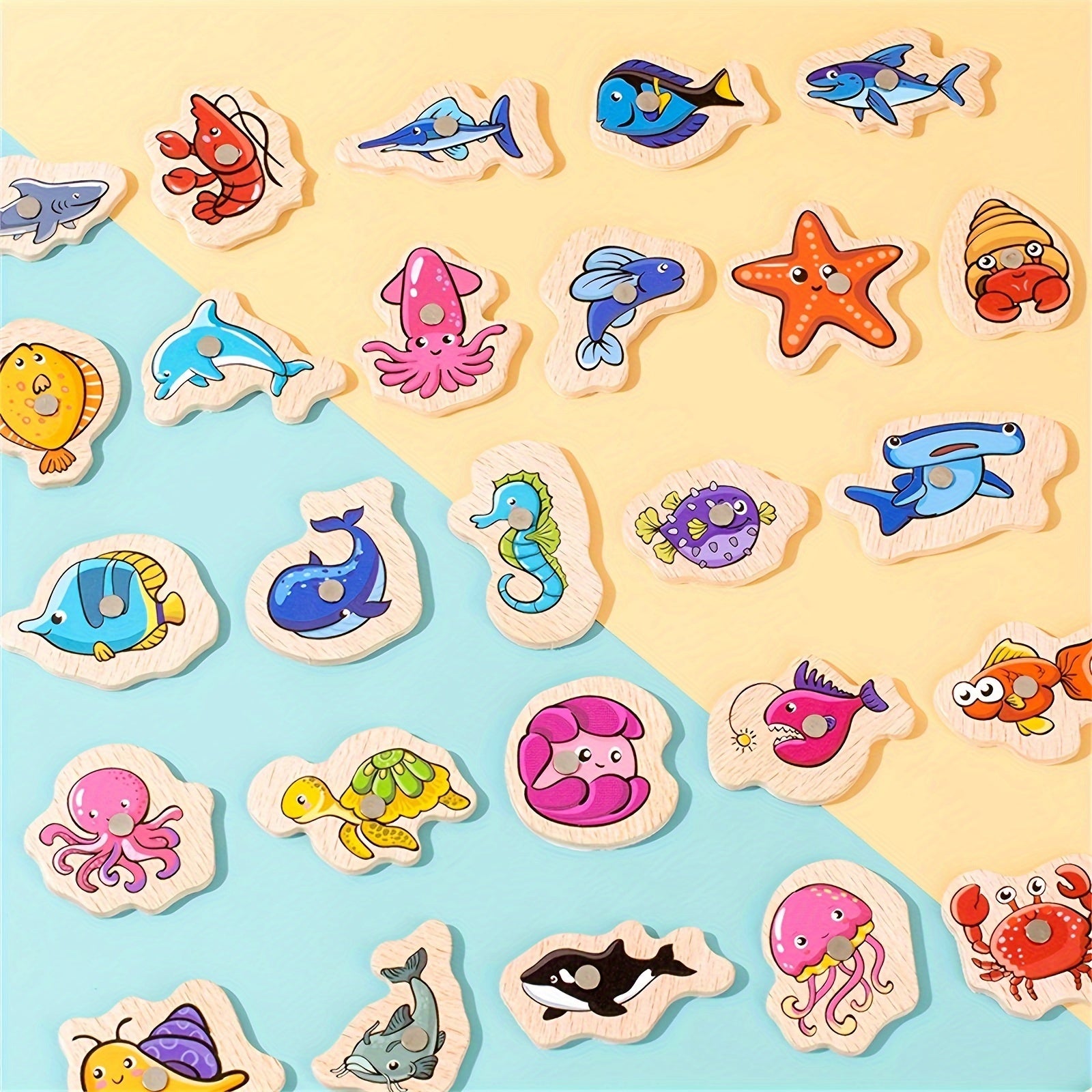 Magnetic Wooden Fishing Game for Kids 18 Months Plus Educational Marine Life Toy