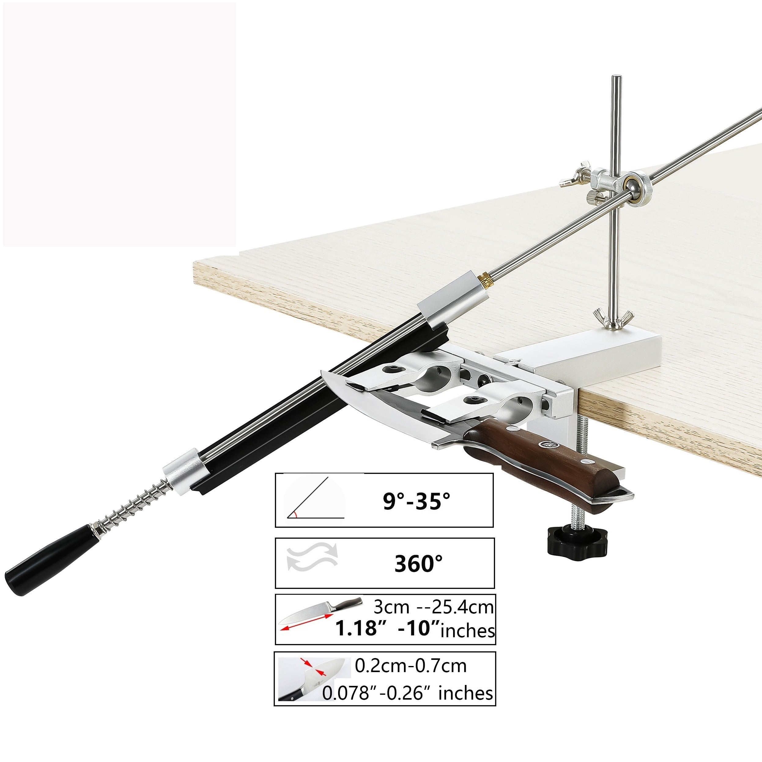 Kitchen and Outdoor Knife Sharpener Set with Fixed Angle System and Diamond Stone