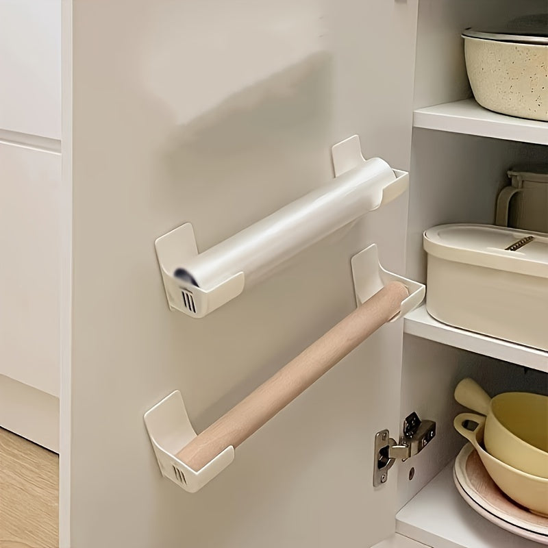 4 ta plastik sumka tutqichlari va tarqatuvchi devorga o'rnatiladigan oshxona tashkiloti, cling film, axlat sumkasi saqlash