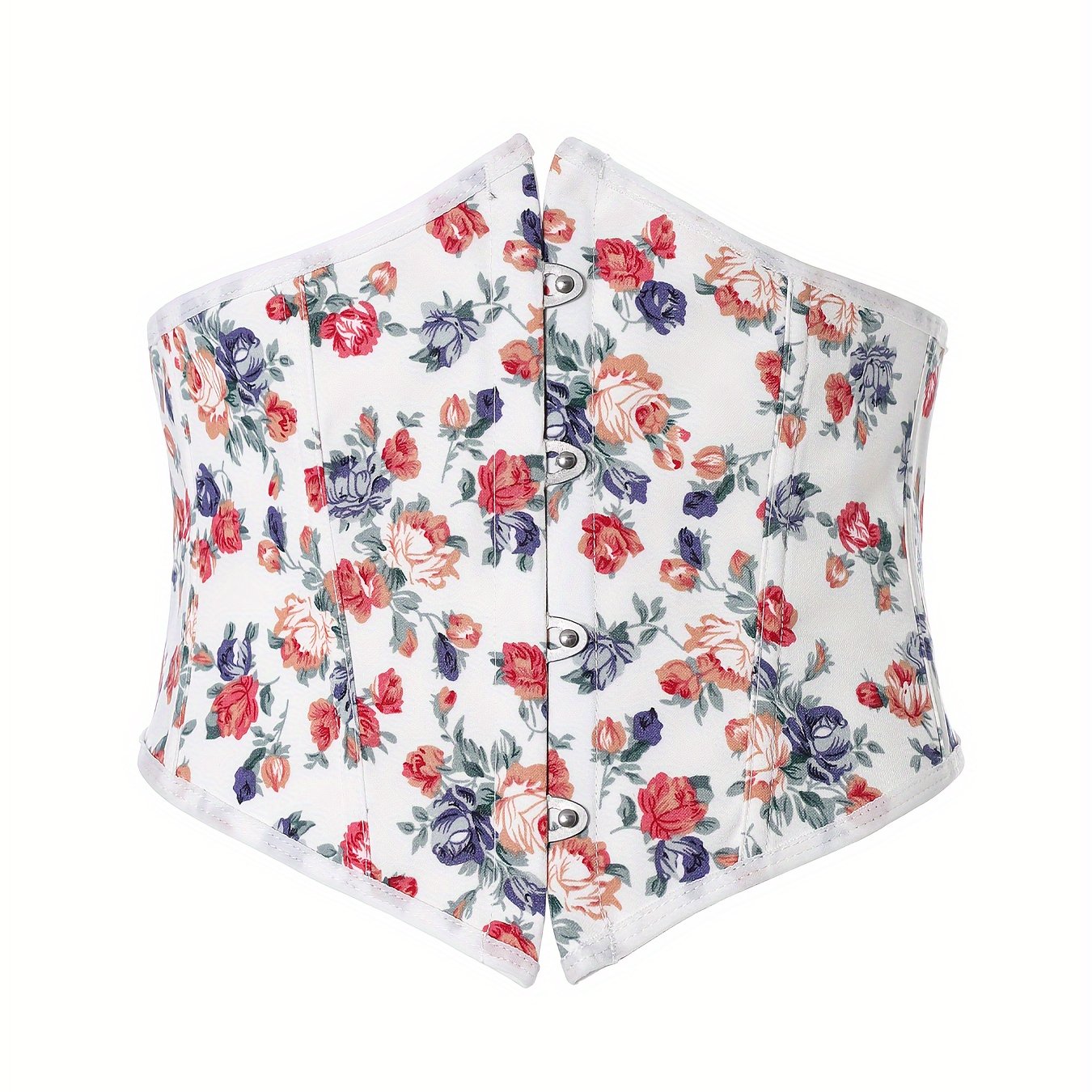 Faja femenina elegante con patrón floral, con espalda ajustable con cordón y botones, ropa moldeadora