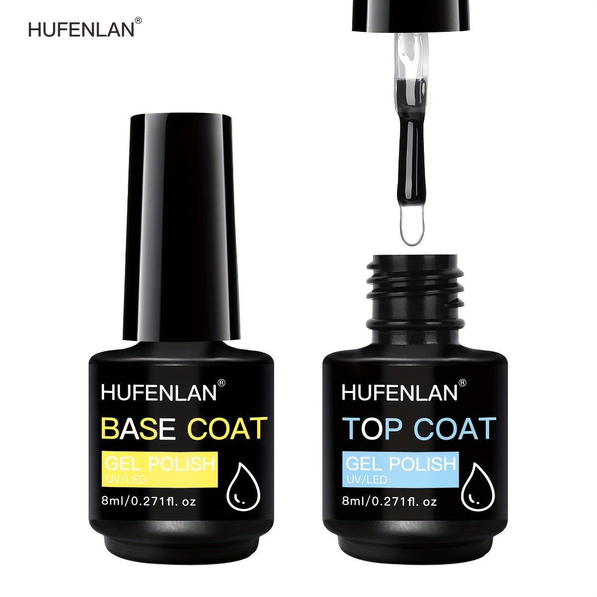 Long-Lasting Gel Nail Polish Set with 2 Top Coats and Base Coat for Shiny Odorless Finish