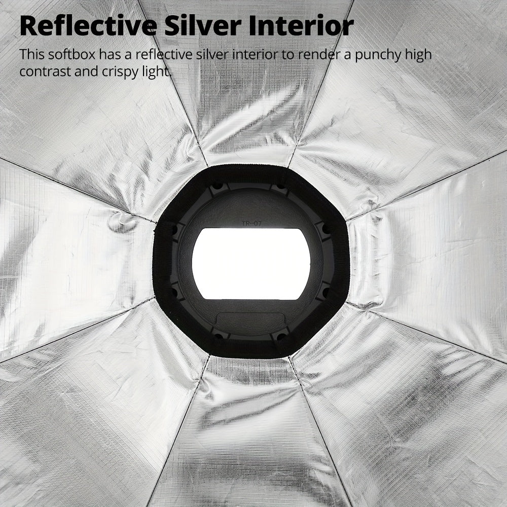 AMBITFUL Tez chiqarish sakkizburchakli yumshoq qutisi, to'r, tutqich va kameraning flashi uchun kran montaji - Polyester tolali yoritish diffuzori, studiya fotosuratlari uchun Godox TT520II V860III bilan mos keladi.