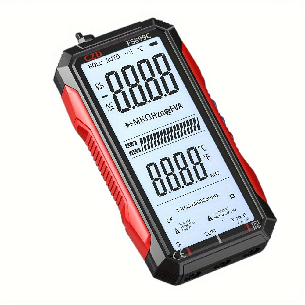 Rechargeable Digital Multimeter CAT III 600V with Full Screen Display USB Charging Backlight for Automotive Diagnostics
