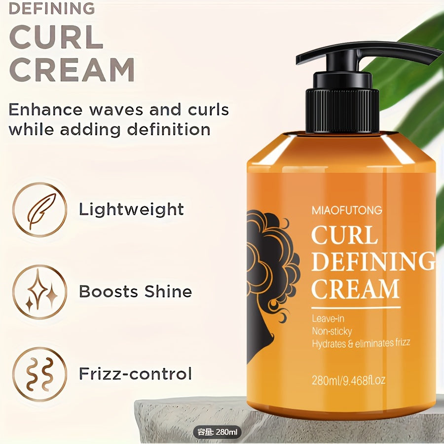 Qovurg‘a va qovurg‘ali sochlar uchun Curl Defining Cream 280ml, Argan yog‘i va Squalane bilan