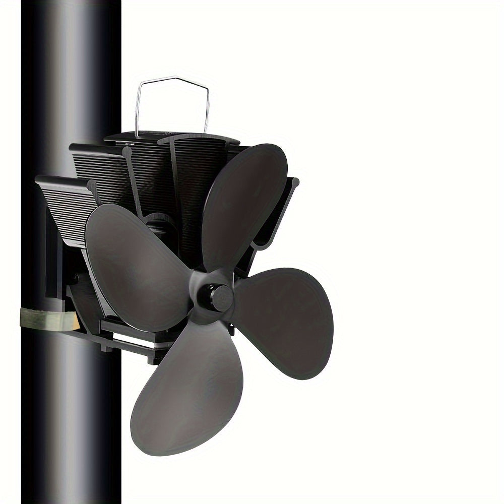 Aluminum Fireplace Fan with 6 Blades Wall-Mounted Heat-Powered Exhaust Fan for Wood Stoves