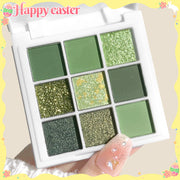 Yashil ko‘z makiyaji palitrasi 9 ta rangli mat, shaffof va suvga chidamli, uzoq davom etadigan