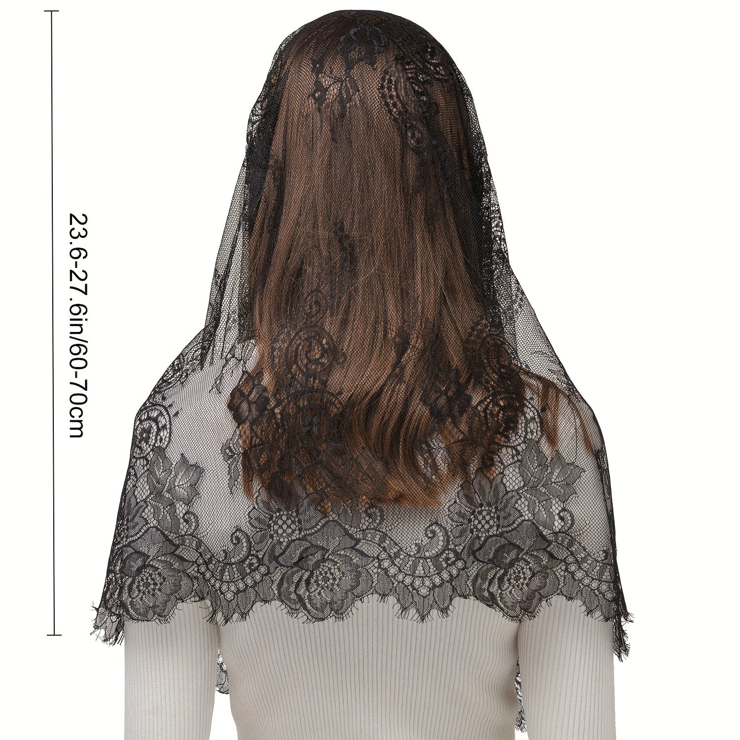 Lace Mantilla Veil with Vintage Style Infinity Shape for Latin Mass and Women