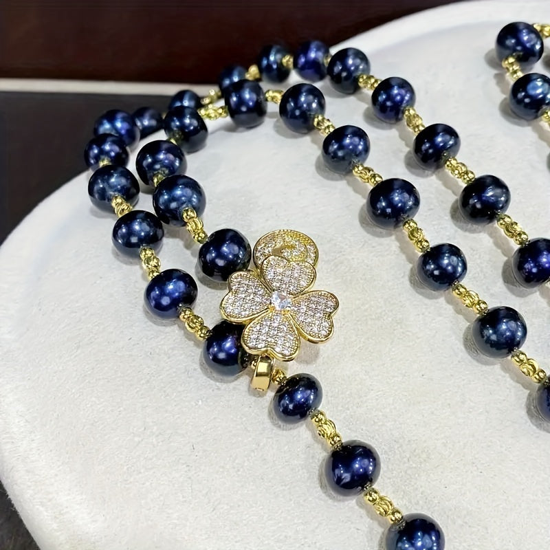 Freshwater Pearl Necklace with Cubic Zirconia Elegant Jewelry for Birthdays and Holidays