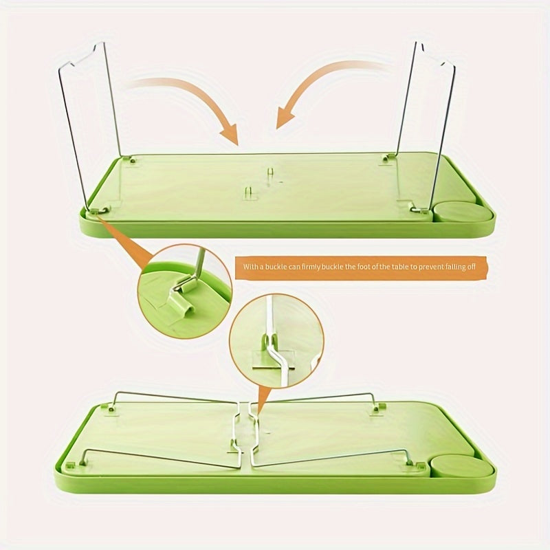 Portativ Qayriladigan Noutbuk Stol Stoli, Chashka Uskunasi bilan, Poliesterdan Yasalgan, Yengil va O'rnatish Kerak emas, Elektr energiyasi talab qilinmaydi, Ekologik toza dizayn