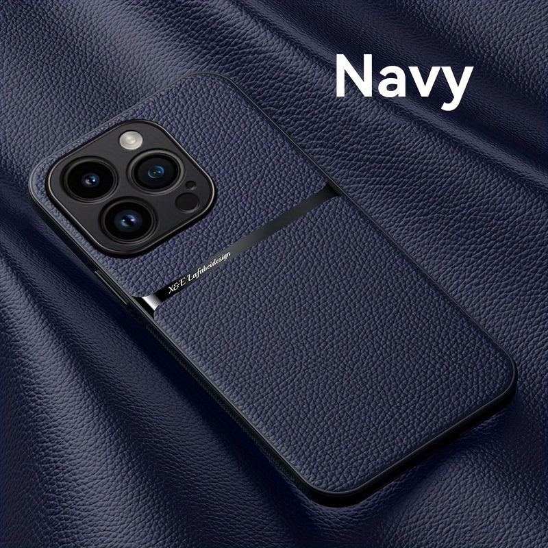 Luxury Faux Leather Magnetic Phone Case for iPhone with Lens Protection Shockproof Bumper